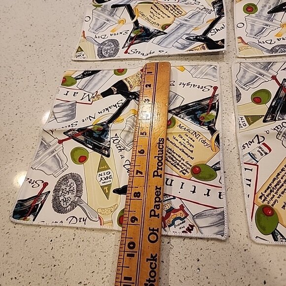 Bar Martini Cloth Napkins Set Of 6 9x9" Gin Vodka Shaken Not Stirred Olive - Picture 3 of 3